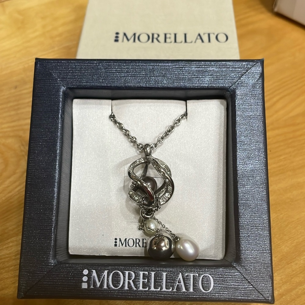 Morellato silver necklace and pearl charm pendant